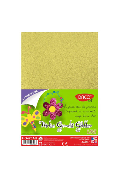 daço Hartie Gumata Autoadeziva Glitter Auriu Daco (HG420AU)
