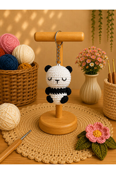 Morey Amigurumi Knitted Keychain - Handmade Bag Accessory and Gift Figure Panda