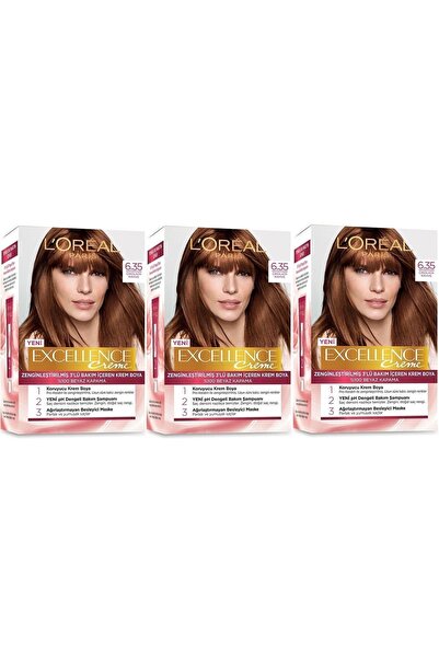 L'Oreal Paris Excellence Saç Boyası 6.35 Çikolata Kahve 3'lü Set