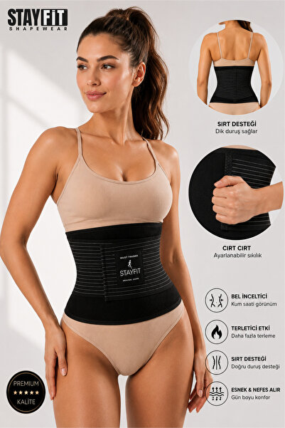 STAYFİT Black Thermal Sauna Belt and Waist Belly Corset