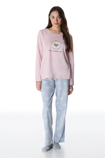 Penti Renkli Pretty Hearts Pamuklu Pantolon Pijama Takımı