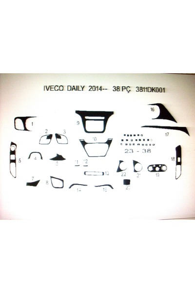 Demircioğlu Oto Aksesuar Marketi Iveco Daily 2015> 38 Piece Dashboard Trim (C...
