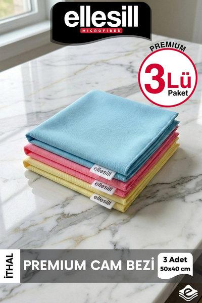 Ellesill Premium Microfiber Glass Cloth 3-Pack 50X40 cm Non-Marking Mirror Cl...