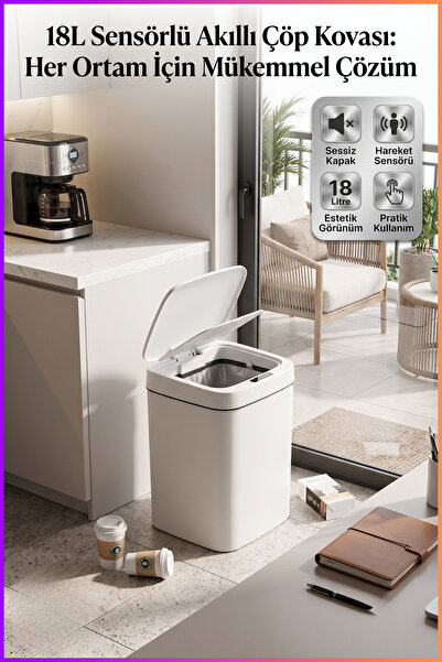 Begin Power 18 Liter Sensor Automatic Trash Can Office Kitchen Bathroom Balco...