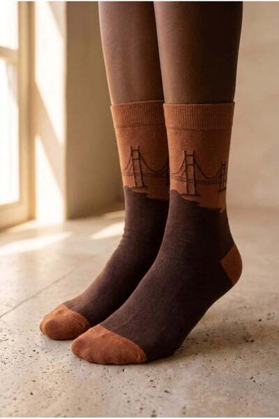 Katia&Bony Unisex Istanbul Patterned Brown Socks
