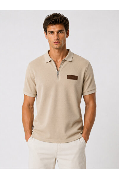 PROLET Men's Waffle Polo T-Shirt with Zipper