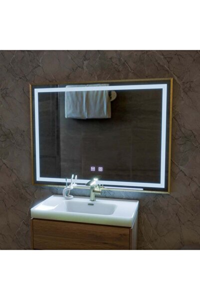 KORMAN Oglinda LED Touch Kariri, 80x60 cm, functie Dezaburire, Rama Gold Rose...