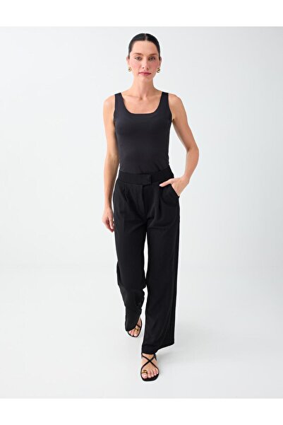 Jimmy Key Black Straight Cut Normal Leg Normal Waist Trousers