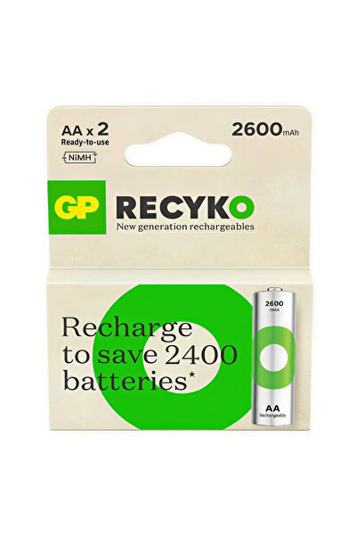 GP ReCyko 2700 Serisi NiMH AA Kalem Boy 2'li Şarjlı Pil