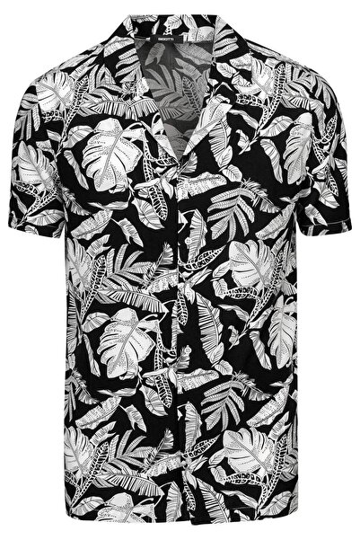 Bigotti Camasa Slim maneca scurta Neagra print Floral