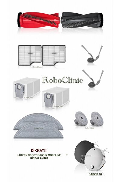 Roboclinic Roborock Saros 10 Robot Süpürge Uyumlu Yedek Parça Fırça, Hepa Fil...