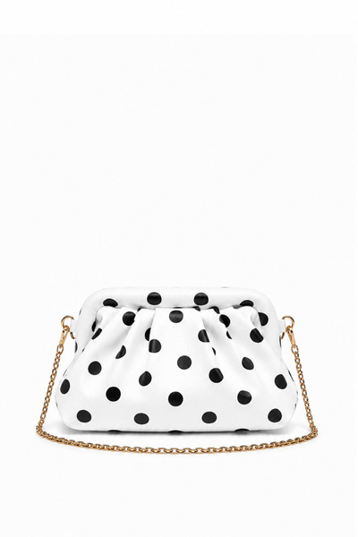 Reddington Women's Polka Dot Chain Strap Shoulder Bag with Zipper Closure
