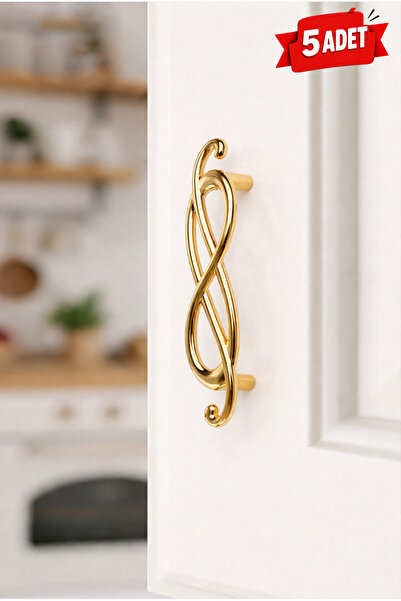 5 Shiny Gold Decorative Handles 96 Mm – & Elegant Ya Handles (Pack of 5) | 566/096/13