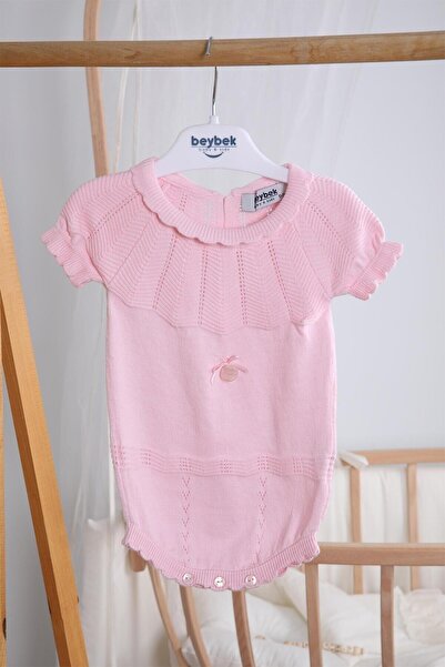 Babyhola Saç Bantlı %100 Pamuk Kız Bebek Triko Zıbın 5514