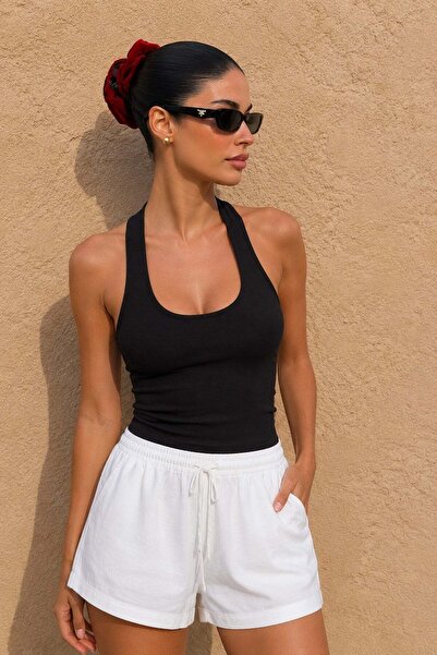 Seeh Black Halter Neck Women's Tank Top Sh361