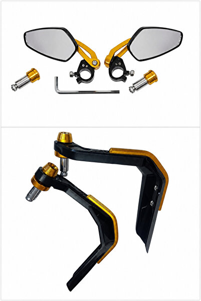 ONVO Elektrikli Scooter gidon ayna+ manet set gold rüzgarlıklı el koruma uyumlu