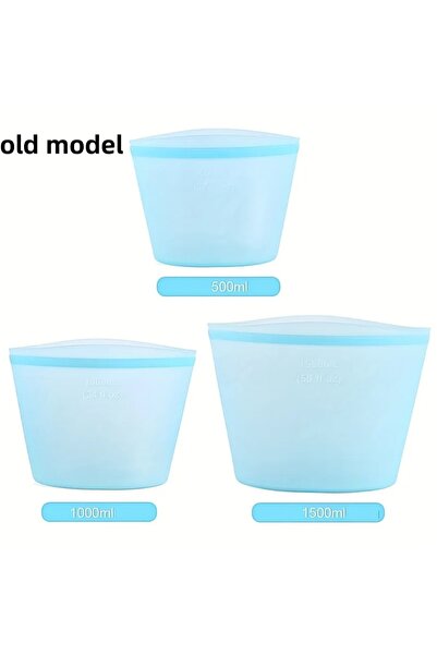 Choice4 3Pcs Blue (old) Greater Reusable Silicone Food Storage Bags, Stand Up...
