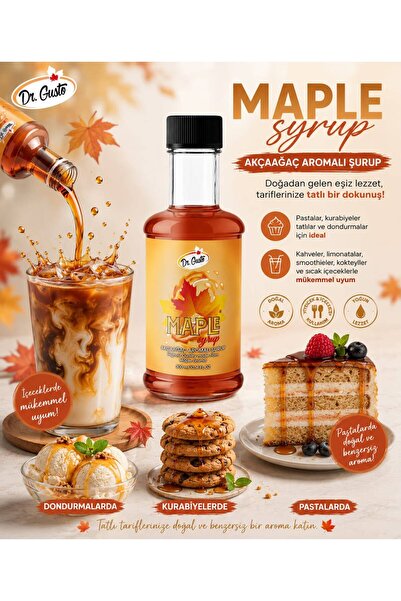 Dr. Gusto Akça Ağaç (Maple) Kokteyl Şurubu 300 CC – Yoğun Aromalı İçecek,Kahv...