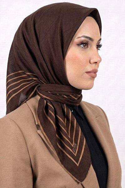 hadiora Women's Brown Striped Organic Cotton Soft Scarf