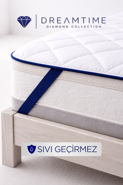 Dream Time Diamond Kapitoneli Sıvı Geçirmez 4 Köşe Lastikli Alez | Pamuklu Do...