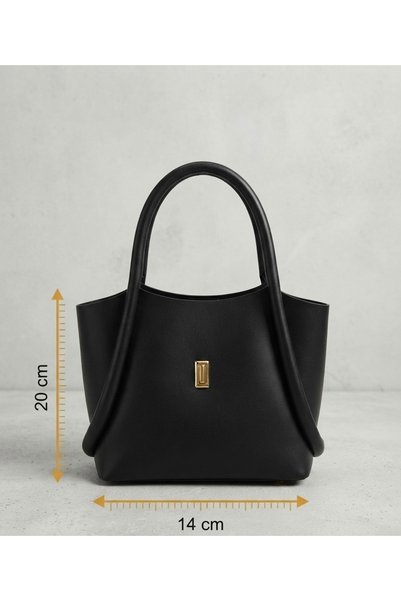 GENCATELİER Women's Minimalist Hand and Shoulder Bag with Lock Detail, Mini Tote Bag