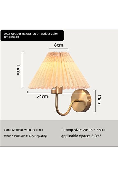 Choice Copper color-Apricot Nordic Retro Wall Lamp Fan-shaped Pleated Creativ...
