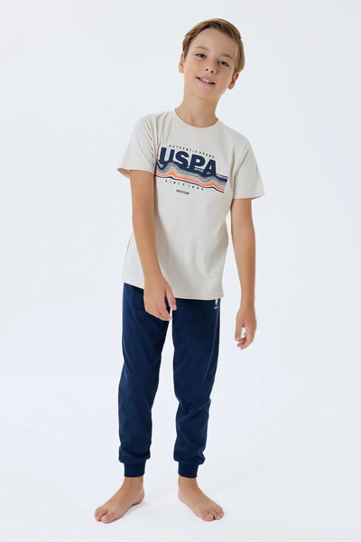 U.S. Polo Assn. مجموعة للأولاد من سن 4 إلى 15 عامًا مرخصة من Us Polo Assn-Latte