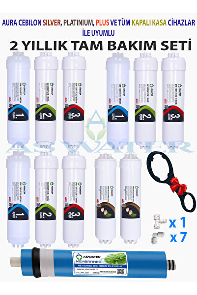 As Water İhlas Aura Plus Silver Platinum Uyumlu 2 Yıllık Filtre Bakım Seti Fi...