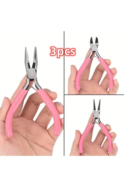 Choice4 Pink-3pcs 5pcs/3pcs/2pcs Pink Jewelry Pliers Tool Kit Includes Needle...