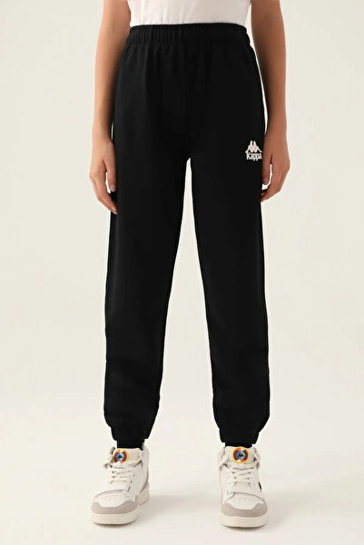 Kappa Pantaloni pentru copii unisex cu licență pentru vârstele 5-16 ani-negri