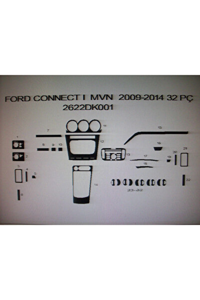 Demircioğlu Oto Aksesuar Marketi Ford Connect 2009-2014 32 Piece Dashboard Tr...