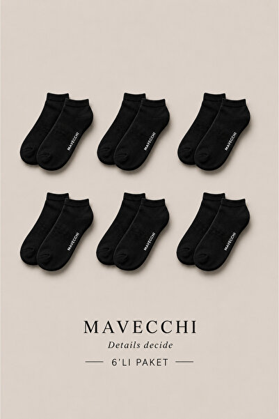 MAVECCHI 6 أزواج من الجوارب الرجالية الممتازة المصنوعة من القطن الأسود بدون خ...