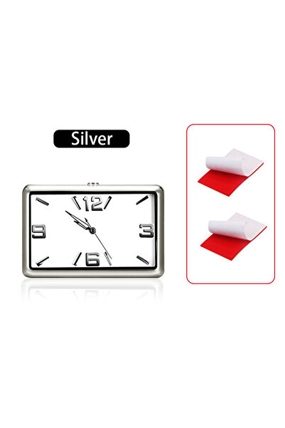 Choice6 Horizontal Silver High Quality Car Clock Automobile Internal Stick-On...