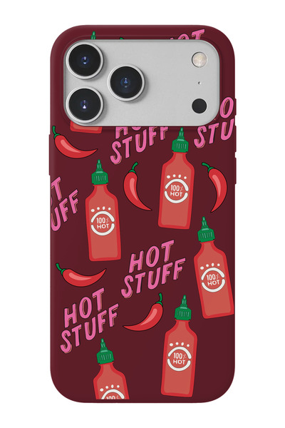 shoptocase iPhone 17 Pro Max Uyumlu Hot Stuff Desenli İçi Süet Lansman Telefo...