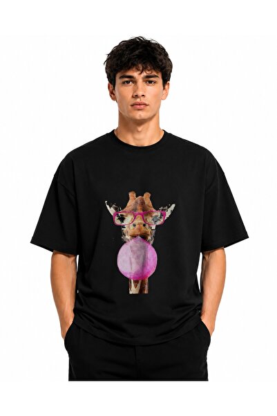 Inscriptie Unisex Βαμβακερό T-shirt Υψηλής Ποιότητας  "Καμηλοπάρδαλη με τσιχλ...