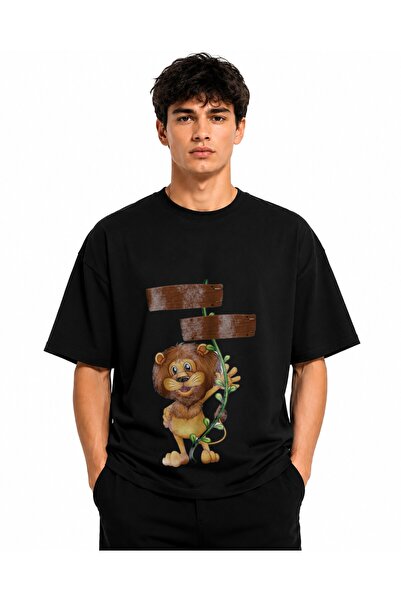 Inscriptie Ουνισέξ Βαμβακερό T-Shirt Υψηλής Ποιότητας  "Μασκότ Λιοντάρι "