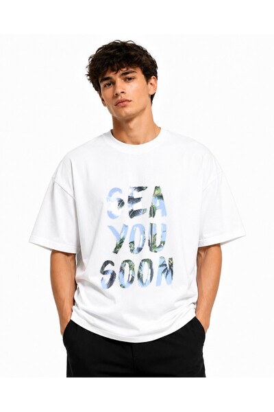 Inscriptie Tricou Unisex Bumbac Premium Casual " Sea you soon "