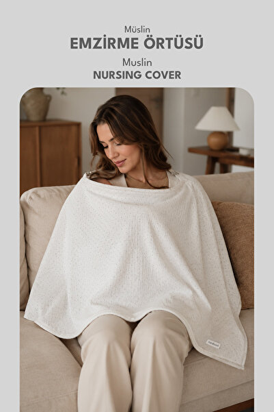 miniboni Muslin Nursing Cover White/Grey