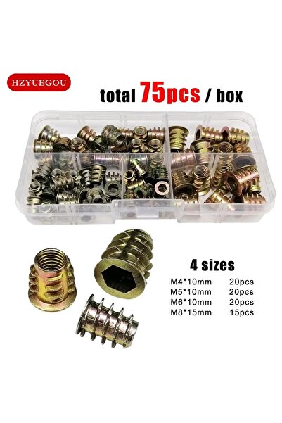 Choice 1 box include 75pcs 165/75/55pcs Threaded Insert Nut E-nut M4 M5 M6 M8...