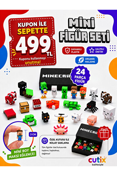 Cutix Oyuncak Mini Figür Seti - Blok Oyun Minik Figürler Çocuk Oyuncakları Do...