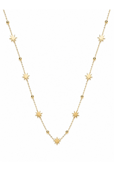 Leo'Stone Elegant Star Detailed Gold Chain Necklace Minimal Stylish Women's S...