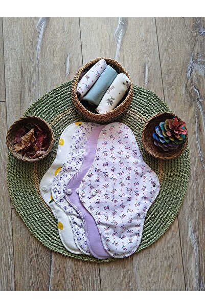 ECOSOFT Yıkanabilir Doğal Kadın Pedi Gece 4'lü %100 Pamuk ve Bambu (L beden)