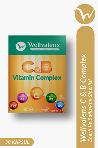 Wellvalens C & B Kompleks Vitamin Enerji Metabolizmasına Katkı B12 Biotin 30 ...