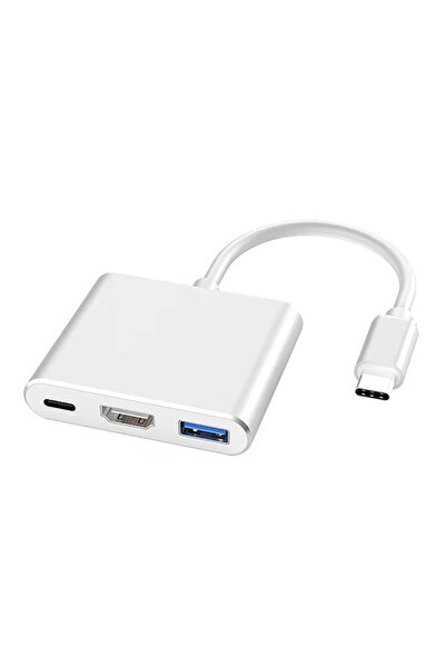 Choice1 Silvery 3 in 1 USB C to HDMI-Compatible Adapter USB 3.0 Hub Type-C Ch...
