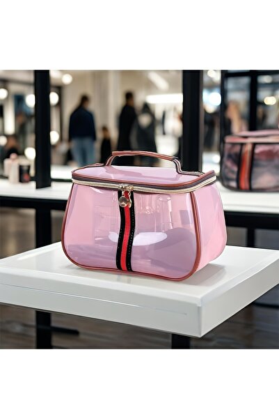 Choice1 Pink Transparent Large Capacity Women's Makeup Bag Waterproof Gym Toi...