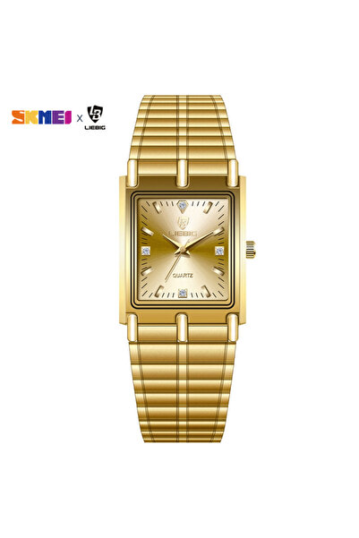 Skmei Men gold LIEBIG Luxury Gold Steel Bracelet Wristwatches Female Male Clo...