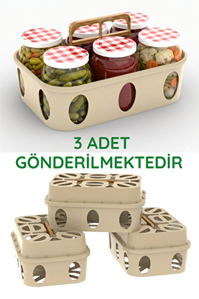 Allent 3 Adet Kavanoz Taşıma ve Saklama Kutusu, 6 Bölmeli