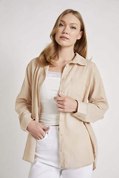 armalife 0468 Pocket Detail Comfortable Fit Cotton Voile Women's Shirt