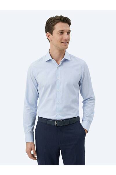 Kip Navy Blue Regular Fit Woven Classic Cotton Blend Shirt