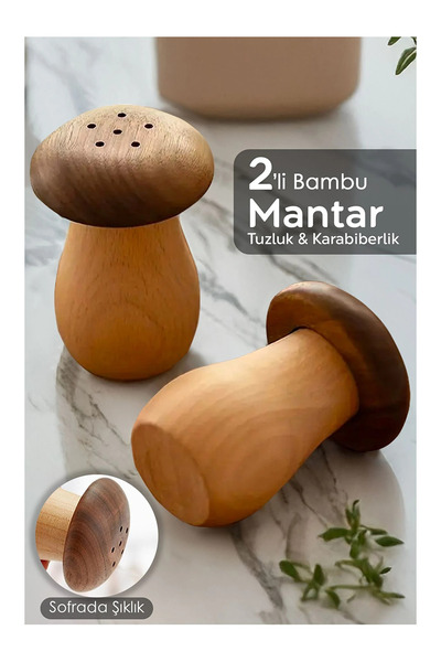 İndecor Houseware طقم من قطعتين من موزعات الملح والفلفل على شكل فطر مصنوعة من...